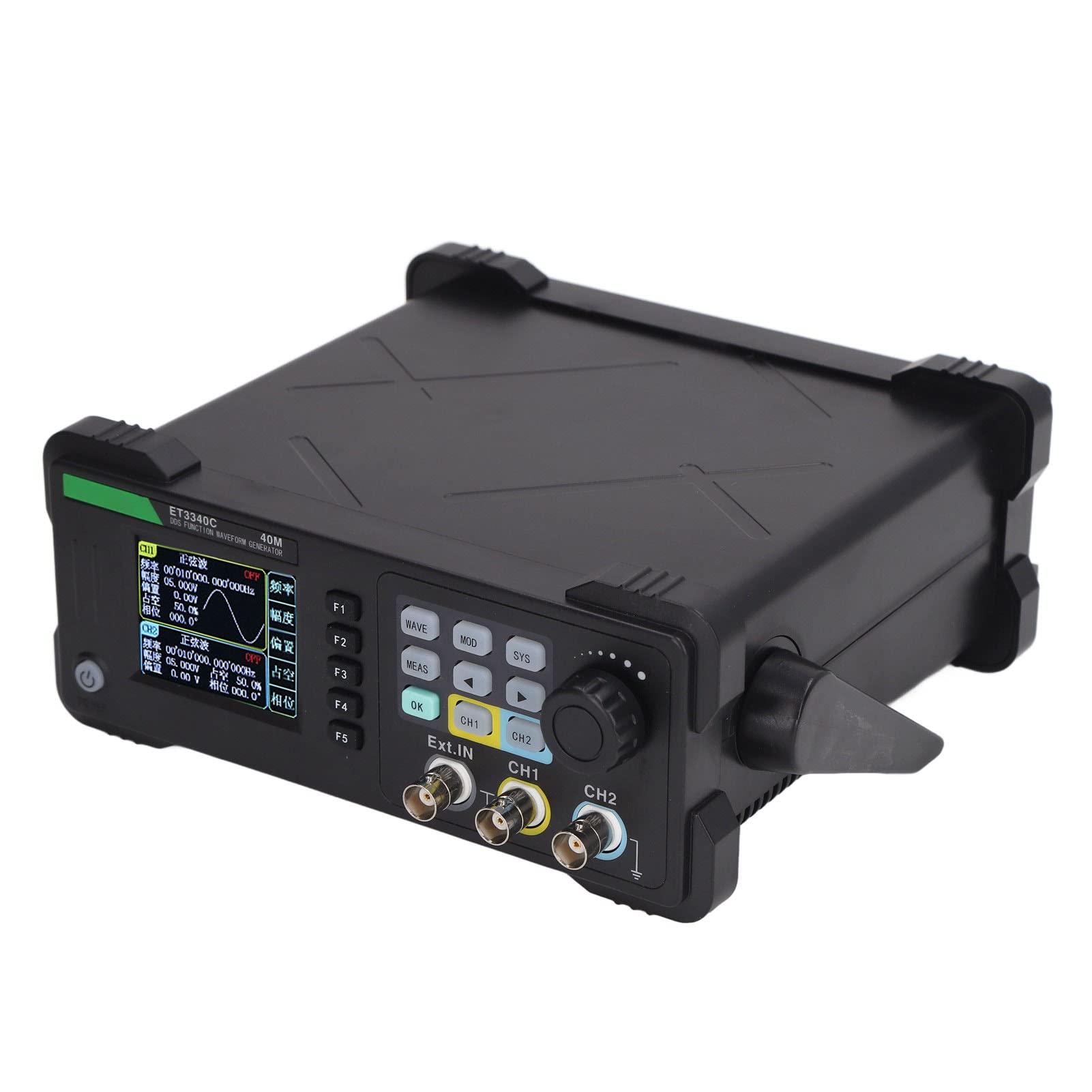 Generador de Señal Generador de Funciones de Forma de Onda DDS 2 Canales 40 MHz 200 S 13 Bits 2,4 Pulgadas TFT LCD con Medidor de Frecuencia de 100 MHz para (Enchufe europeo)