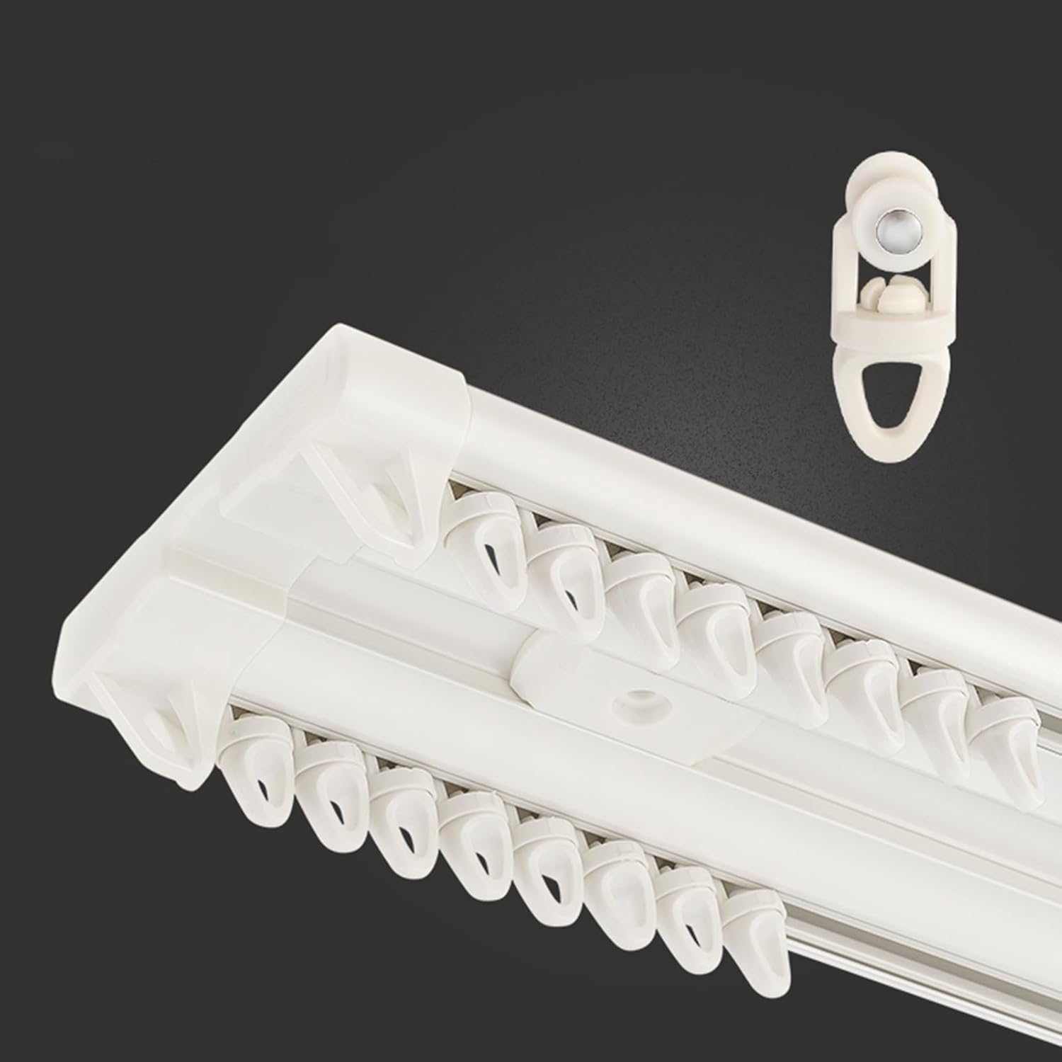 Double Curtain Rod with Cap Finials - 100 to 600cm - Double Drapery Curtains Track Set - Aluminum Conjoined Curtains Rail Wall Mount, for Curtain Rail(Color:White,Size:4.5M/15FT)