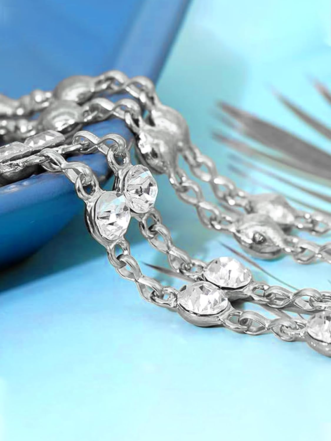 Women Rhinestone Crystal Waist Belts for Dress Adjustable Ladies Metal Chain Belts - Image 4