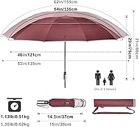 Vista 7 de G4Free Paraguas invertido resistente al viento de 54/62 pulgadas con rayas reflectantes, paraguas de golf grande y compacto para lluvia, 10