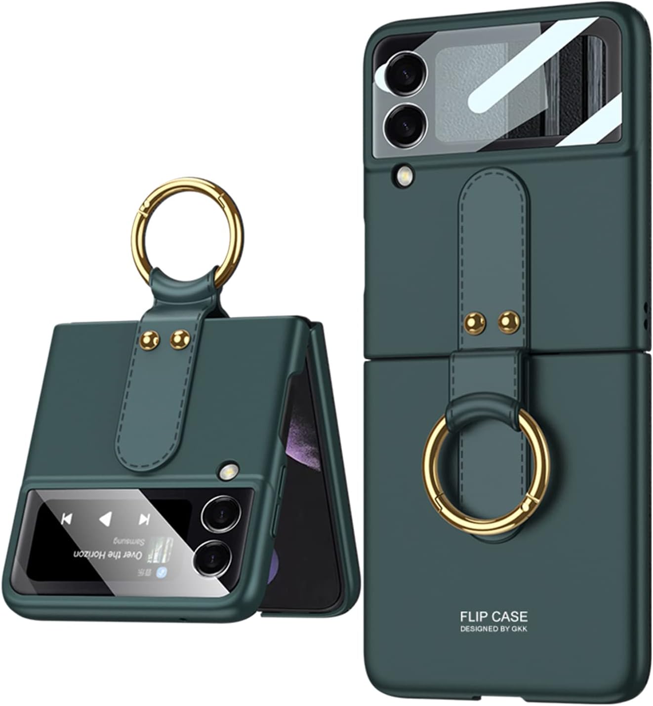 Case for Galaxy Z Flip 4 Phone Case, Flip 4 Case with Ring, Ultra-Thin Folding Screen Samsung Flip 4 Case Protective Cover with Ring, Shockproof Protector for Samsung Galaxy Z Flip 4 2022 Green