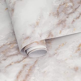 Sponsored Ad - Contact Paper for Countertops Waterproof Marble Wallpaper Peel and Stick 17.71" X 118" Removable Gold White...