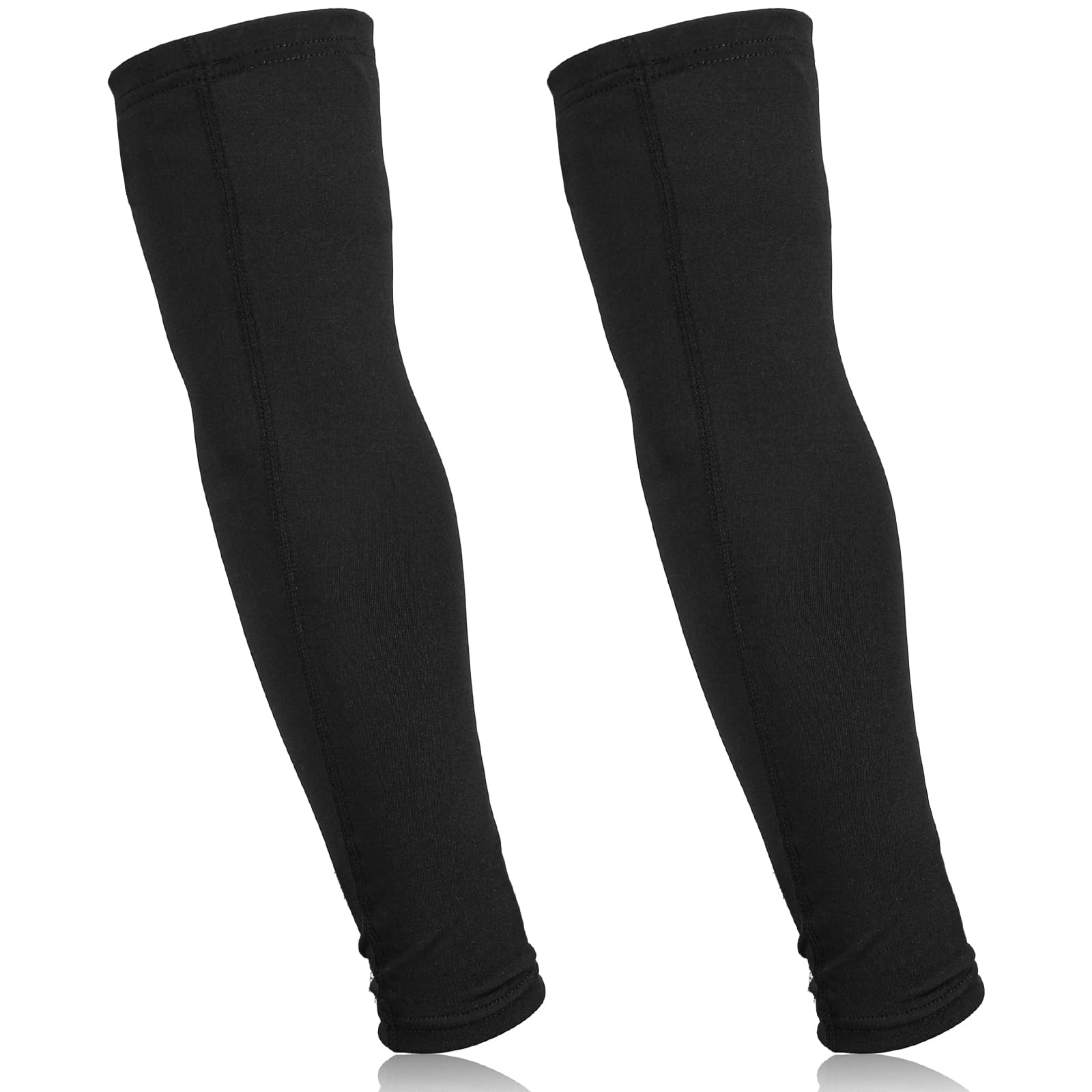 Telooco Manchettes de Volleyball Solaire Manches Noires UV Protection Manchettes Été Compression Volleyball Manches avec Protection Poignet pour Adolescents Femmes Hommes (S)