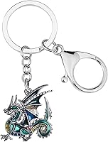 Vista 1 de BONSNY Llaveros de metal esmaltado novedoso de dragón de fantasía de dinosaurio para mujer, regalo de coche, monedero, anillos, encantos, símbolo