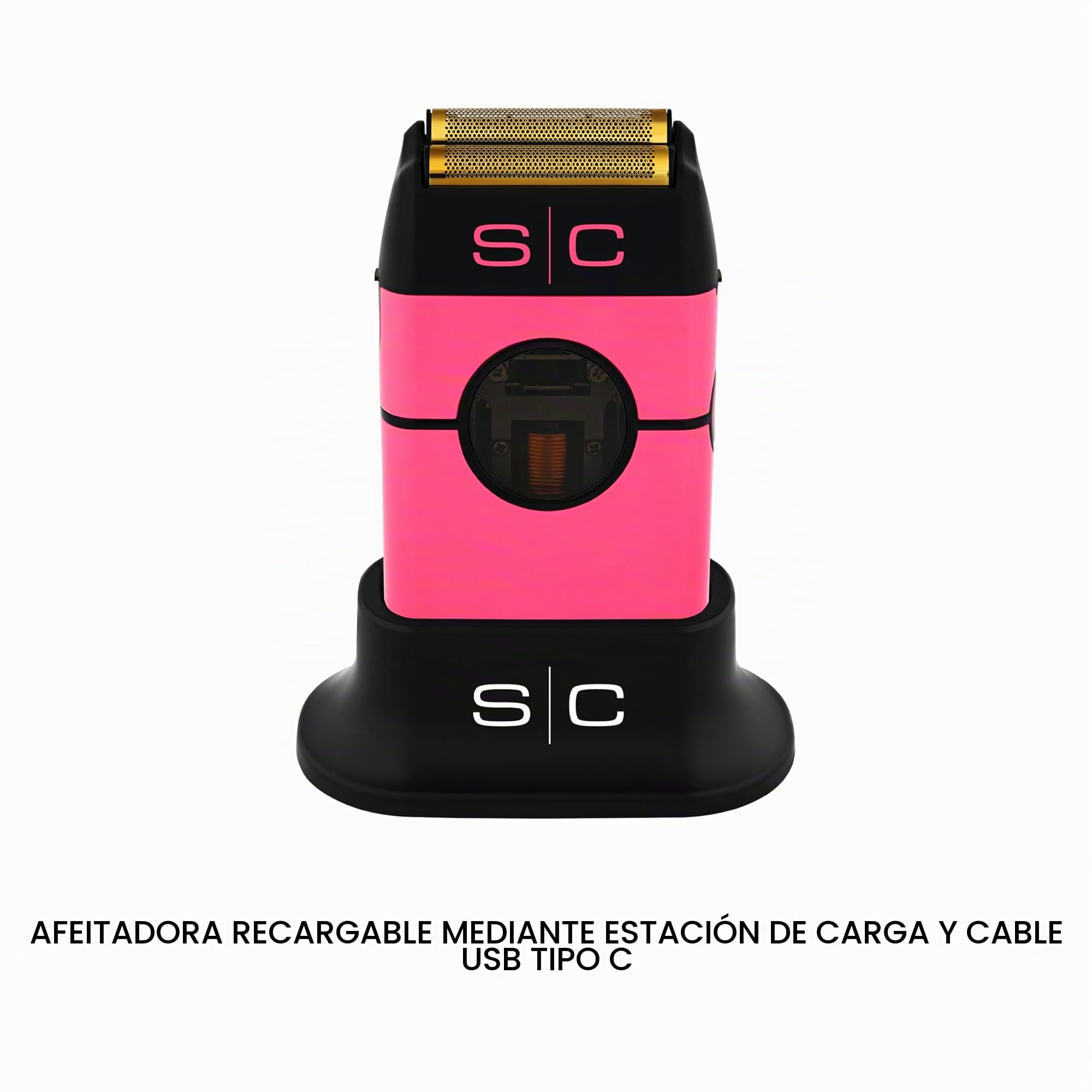 Stylecraft Instinct Afeitadora Eléctrica Profesional para Hombre by Gamma Più, Barba y Pelo, 150 min Autonomía Sin Cable, Maquinilla de Afeitar de Viaje, Cable USB Tipo C, Cuerpo Metálico (Rosa)