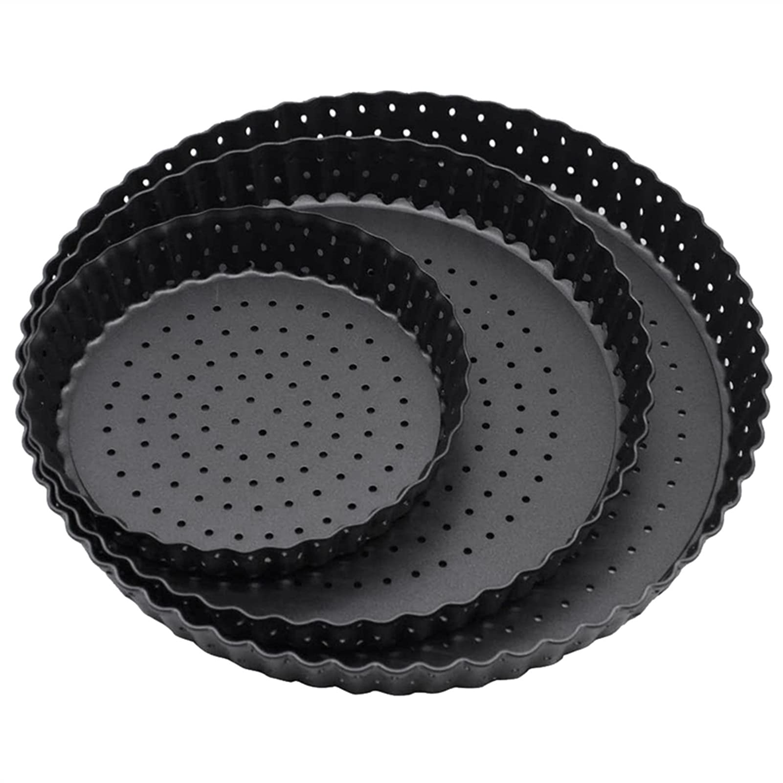 Teglia Per Pizza,Teglia Pizza Crusty Cuke perforato Quiche Tin Watstick Tin Tin con fori 3-pack Tray tondo rimovibile per pizza 14/20/24 cm