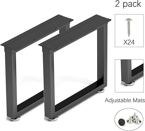 Miniatura 3 de Patas de mesa de metal de 16 pulgadas de alto x 17.7 pulgadas de ancho con patas protectoras ajustables, patas de metal resistentes para mesa de