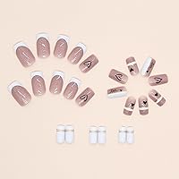 Vista 2 de Uñas postizas cuadradas medianas con purpurina rosa brillante, uñas postizas acrílicas brillantes de cobertura completa, uñas postizas acrílicas