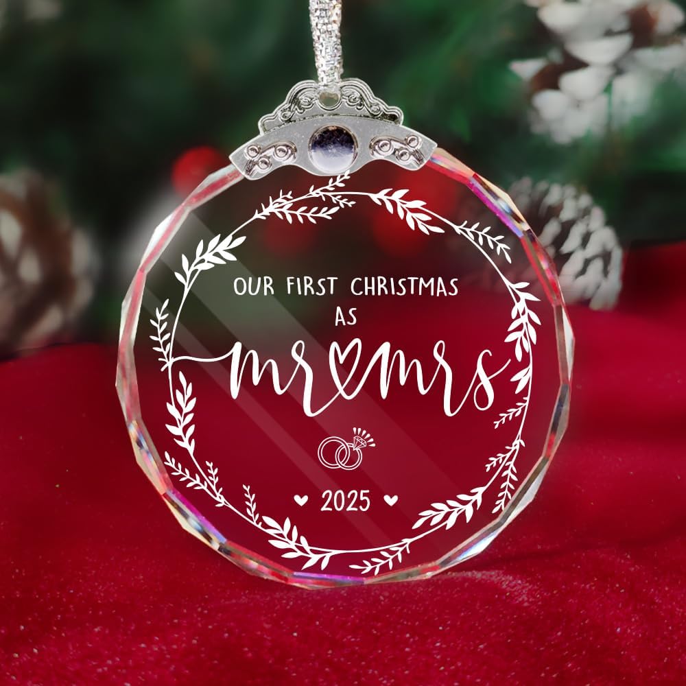 Our First Christmas Married Ornament 2025, Just Married Christmas Ornament as Mr & Mrs, First Year Newlywed Ornaments for Couple - Image 4