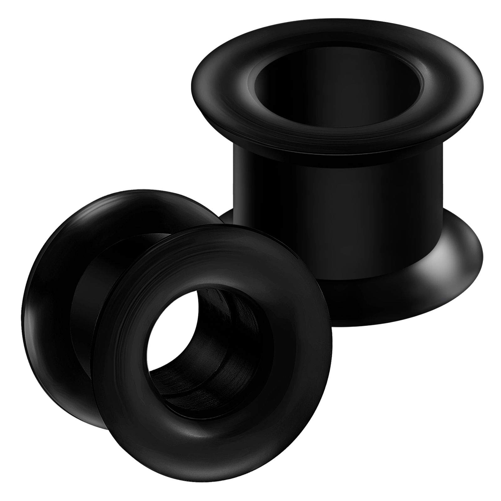 Plug D'Oreille En Verre Fumé Noir Vert - Tunnel Double Évasé 6-25mm - Piercing Oreille Saddle Fit