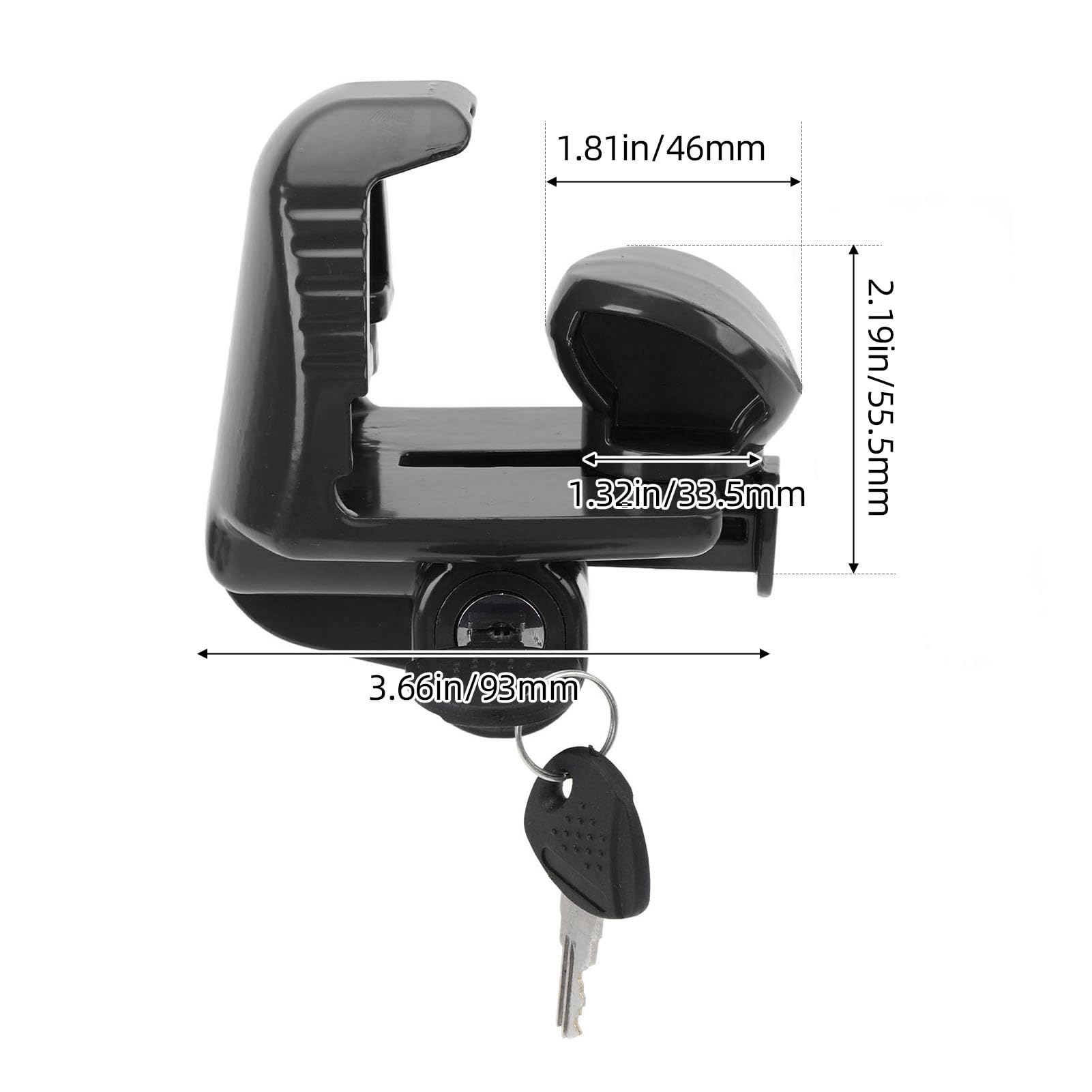 SIXRUN Anhängerkupplungsschloss, Hochsicheres, Universell Einsetzbares RV-Kupplungsschloss für 1 7/8 Zoll, 2 Zoll, 2 5/16 Zoll Kupplungen, mit 2 Schlüsseln, für Anhänger, Boote, (Black)