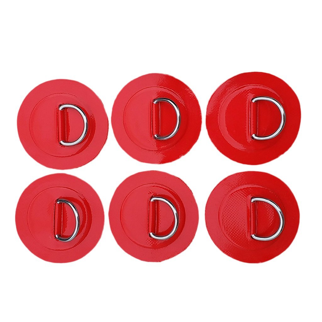 Inzopo Stand Up Paddleboard SUP Bungee Deck Rigging Kit Heavy Duty 6Pcs D-ring Pad Patch Deck Attachment Kit Accessories Red