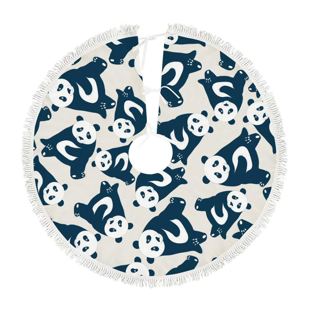 Tapis de sapin de Noël en peluche épaisse lavable et isolante motif panda