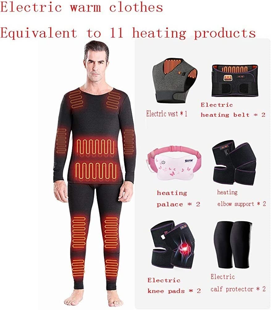 Izolowana podgrzewana bielizna, zmywalne przytulne elektryczne ogrzewanie miękkie ubrania, polowanie na zewnątrz Camping piesze wycieczki (Color : Malegray, Size : XXL)