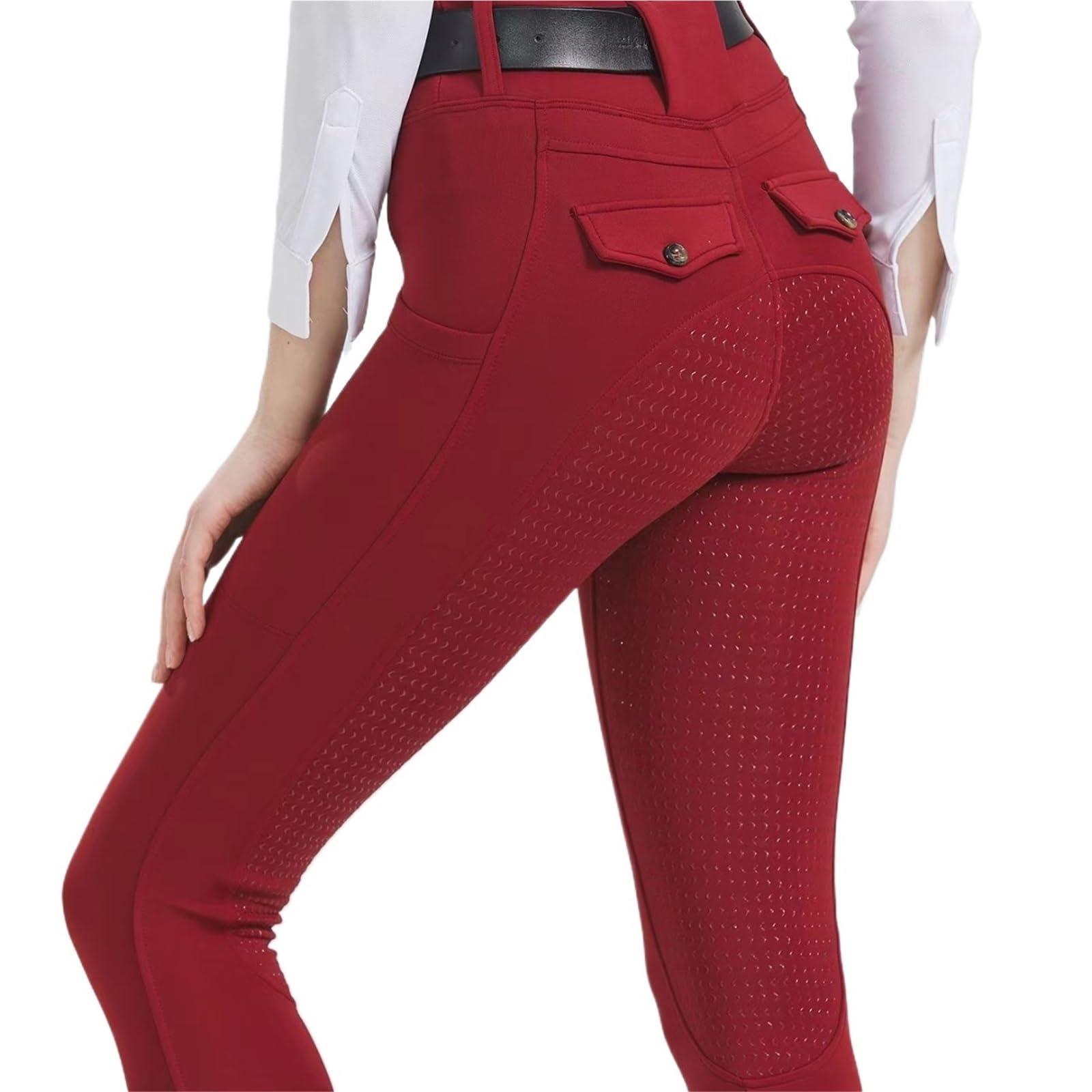 Mallas de equitación for Mujer, con Parche en la Rodilla, Pantalones de equitación, Mallas de Entrenamiento con Bolsillos(M (50-55kg))