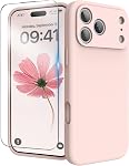 Compatible with iPhone 17 Pro Case, Liquid Silicone Cover with Camera Protection Anti-Scratch Soft Microfiber Lining Shockproof Protective Phone Case for 17 Pro 6.3", Light Brown