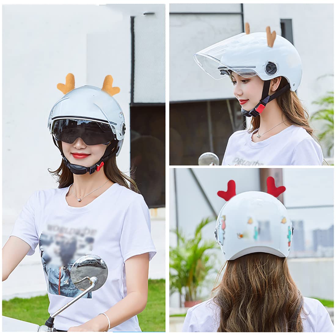 bike helmet with antlers 1 Pair Christmas Decoration Plush Deer Horns Helmet Accessory Motorcycle Helmet Decor Helmet Horns Red : Automotive You can spin them Uxcell Waterproof Helmet Cover FBK Colour:Slate Grey