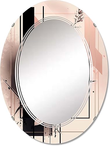 Hyperrealistic Minimalism Abstract Roses II - Espejo de tocador, espejos de baño, espejos de pared para sala de estar, dormitorio, espejo ovalado,