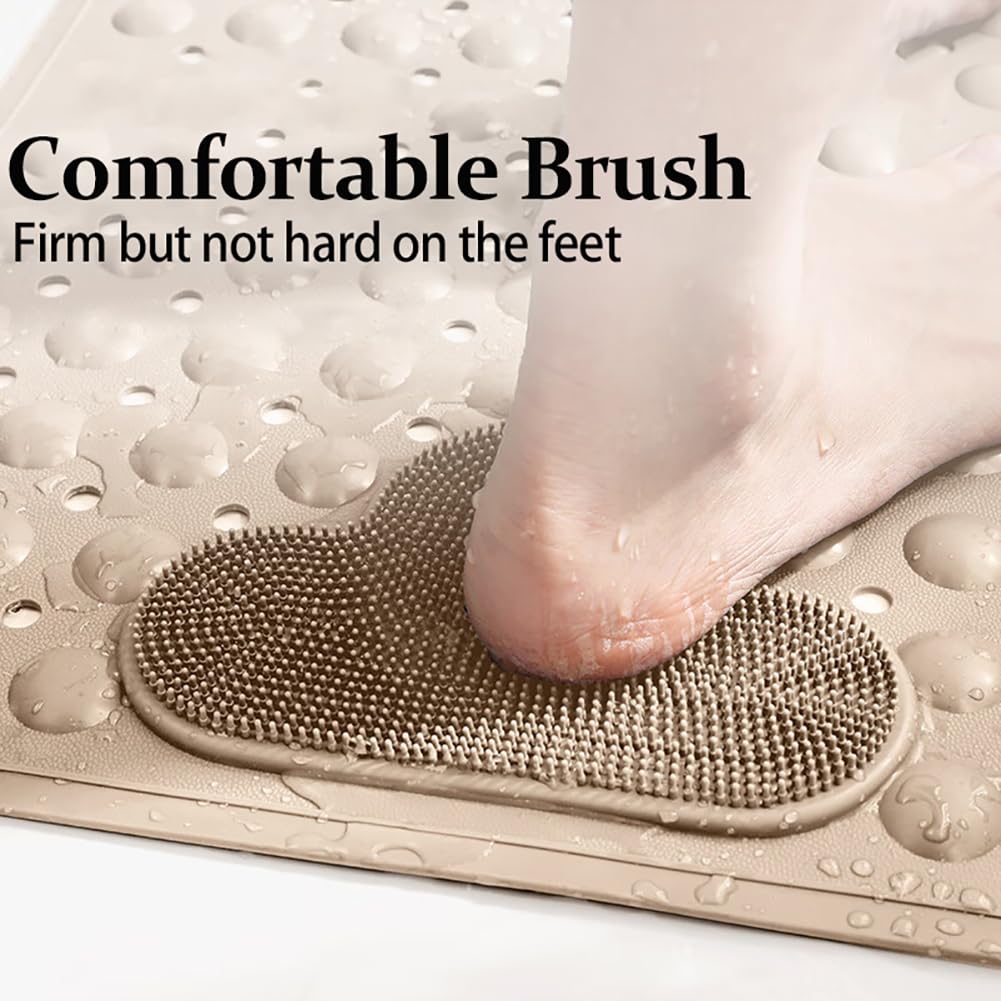 Tappetino da Doccia Antiscivolo,70x40cm Tappetino Doccia con Cuscino Massaggiante,Antiscivolo,Tappetino da Bagno con Ventose,Tappetino per Doccia,Tappetino Antiscivolo,Lavabile in Lavatrice(Beige)