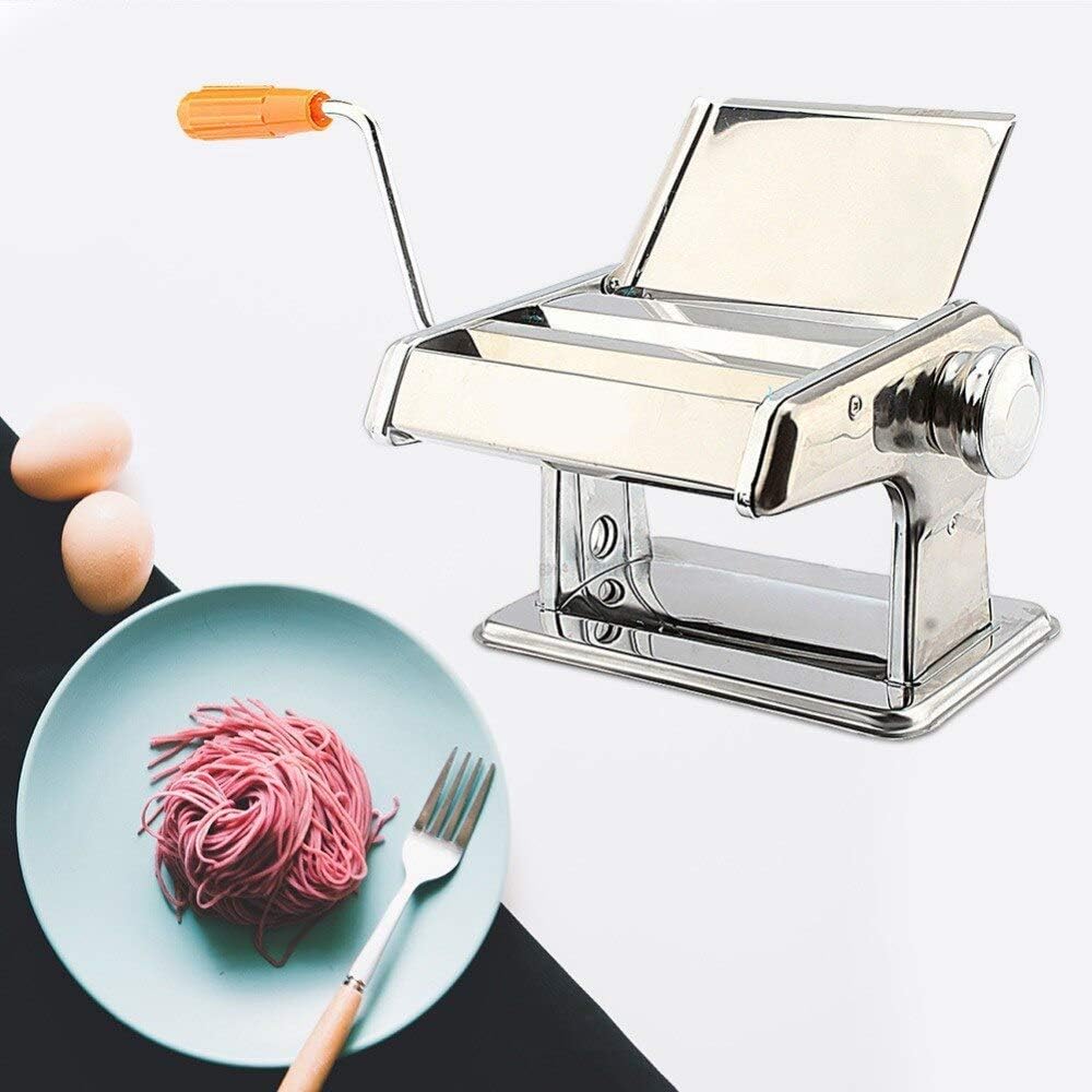 3 in 1 Stainless Steel Pasta Maker Noodle Making Dough Roller Cutter Machine Hand Crank and Clamp for Spaghetti and Lasagna Tagliatelle Fettuccine