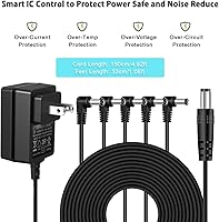 Vista 2 de JOYO 12V 1.5A DC Power Supply Adapter for Keyboard, Digital Piano, Guitar Pedals, Mini Amplifier AC Wall Charger Includes 5-Way Daisy Chain Cables &