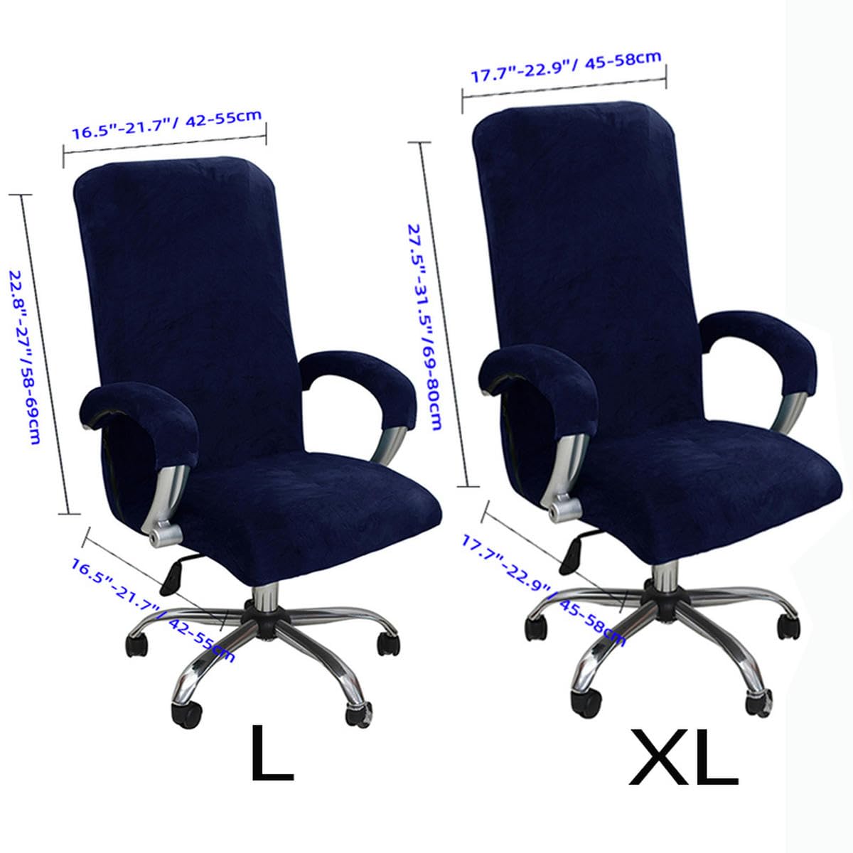 Set di coprisedia in velluto elastico, ispessito, per poltrona da ufficio, Internet, Cafe, cinema, coprisedia girevole rimovibile grigio