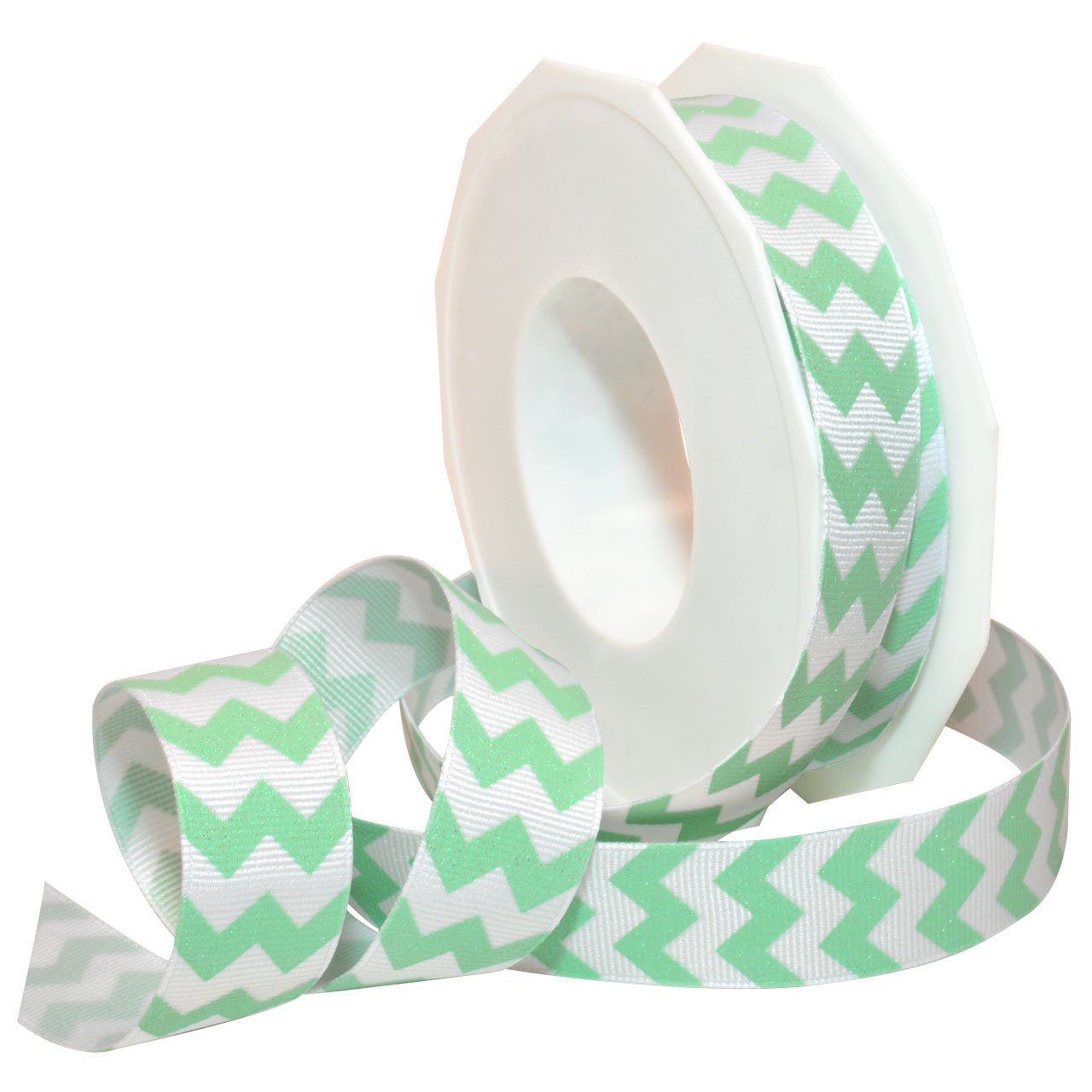 Ruban chevron polyester sucre menthe Morex Ribbon 18,3m pour couture et loisirs créatifs
