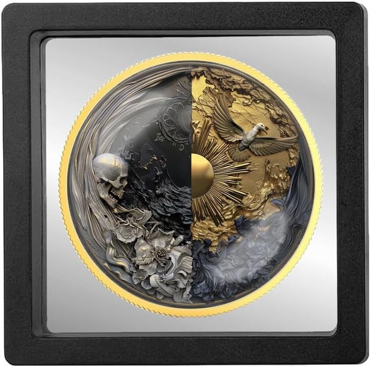Skull Eagle Split Sobriety Coin | Personalized AA NA Recovery Token | Custom Name Sobriety Date | Gold or Silver | Sobriety Chip Gift (Gold)