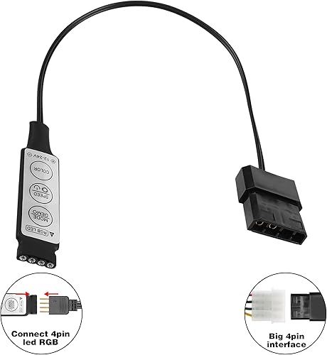 Miniatura 3 de YACSEJAO Controlador ARGB Mini 5V-24V 4Pin ARGB Iluminación LED 34Pin RGB Controlador de tira de luz LED RGB de 1 pie Controlador de tira de luz