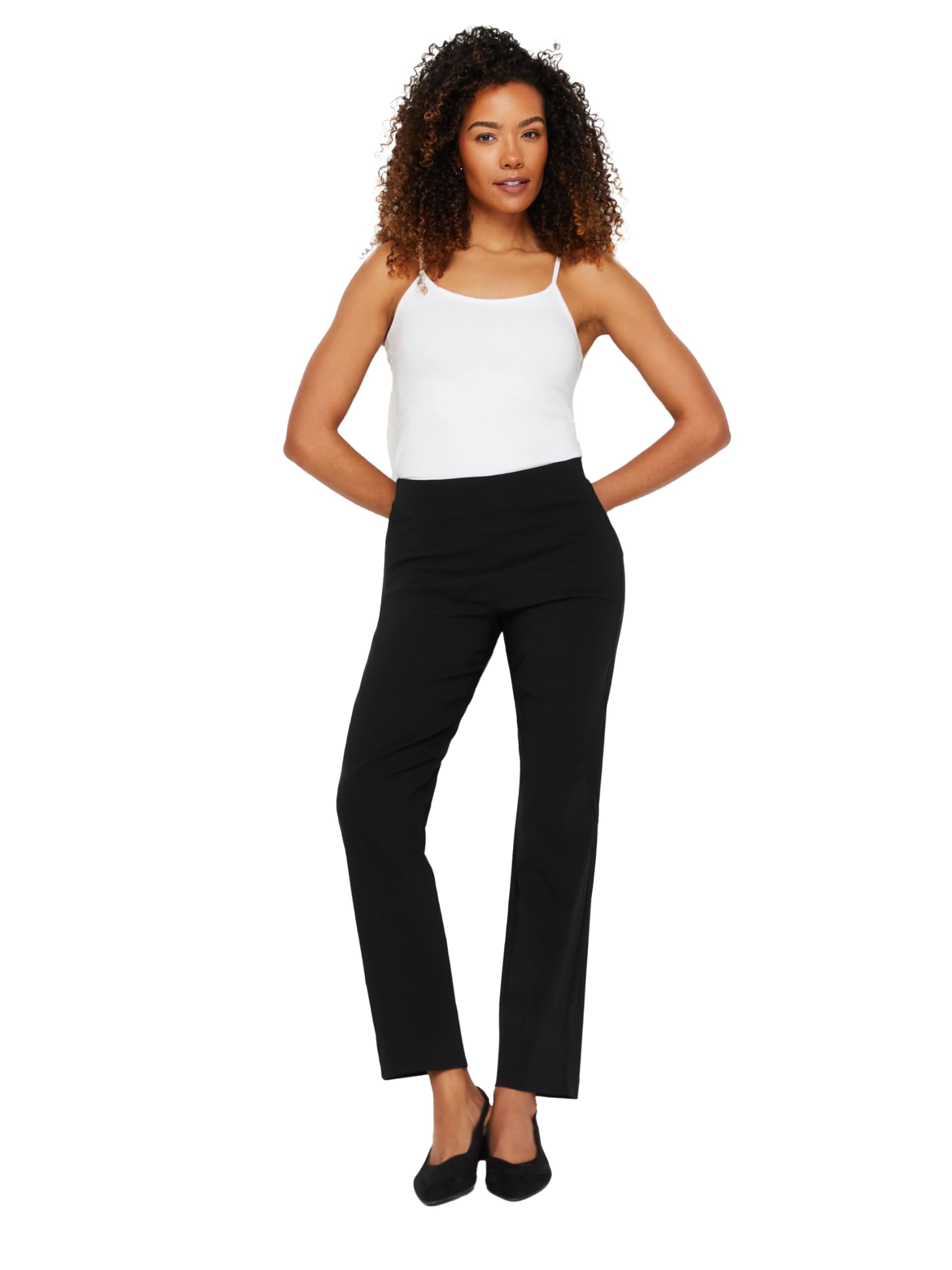M&Co Womens Straight Leg Bengaline Trousers - Women's Black