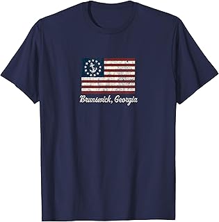 Brunswick GA T-Shirt Vintage Sailing US Anchor Boat Flag Tee T-Shirt