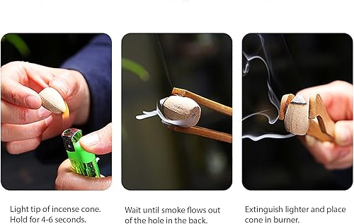 Miniatura 7 de Zen Life 150 conos de incienso de reflujo mixto de aromas naturales  sándalo-osmanthus-rosa-lavanda-jazmín para relajación, purificación,