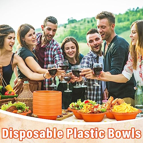 Image of Lallisa 100 Pcs 12oz Orange Disposable Plastic Bowls Party