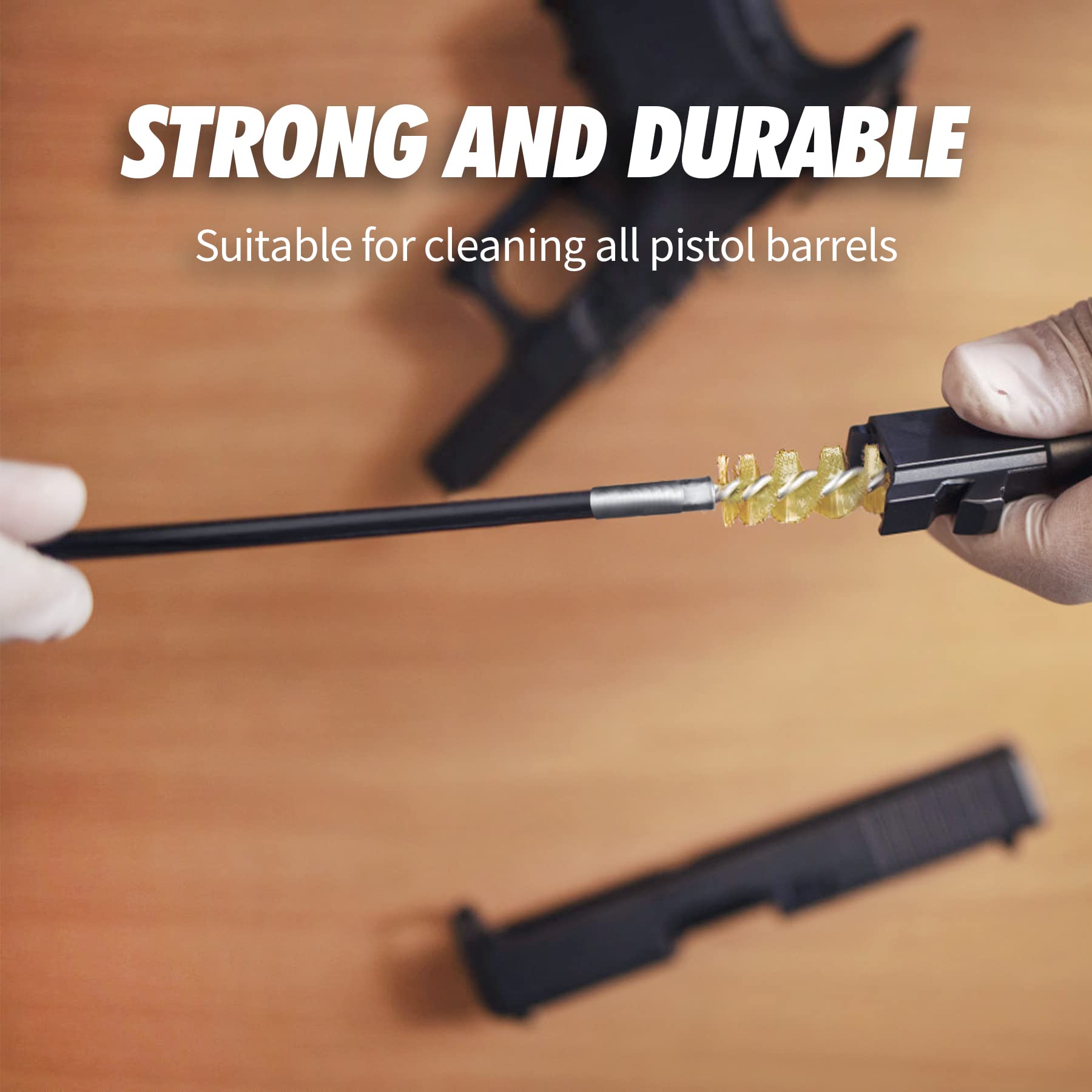 VicBre 2 Set spazzole per la Pulizia delle Armi per Pistola Calibro 9 mm Kit di Pulizia della Pistola Spazzola in Nylon Bronzo