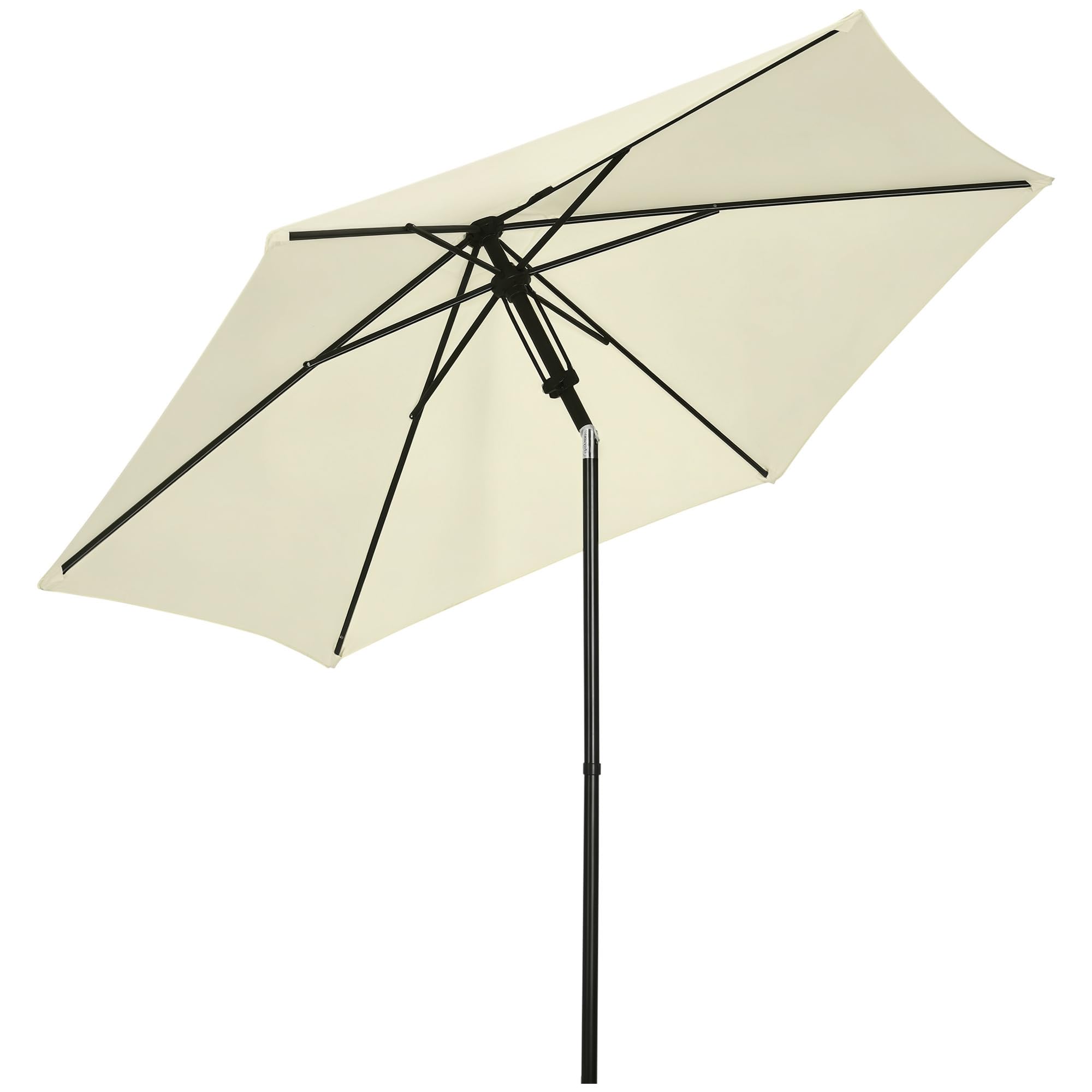 Outsunny Ombrellone da Giardino con Tettuccio 45° 2.7x2.5 m Beige e Nero | Poliestere e Metallo, 6 Stecche