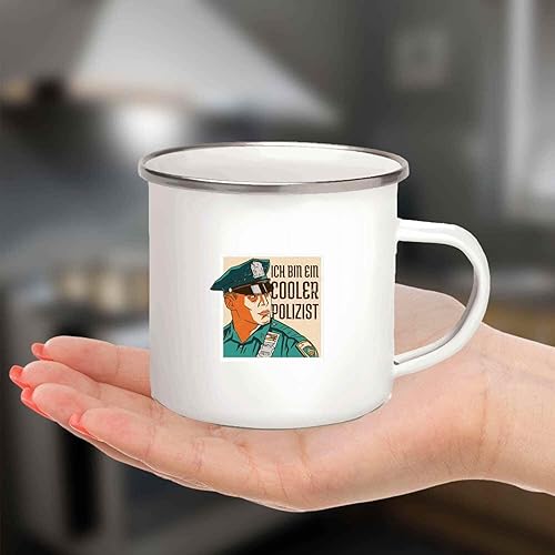 Miniatura 4 de Cool Cop German Quote Mug, Unique Gift For Policemen On Graduation Day - Present For Law Enforcement Officers, 12oz Enamel Silver Mug