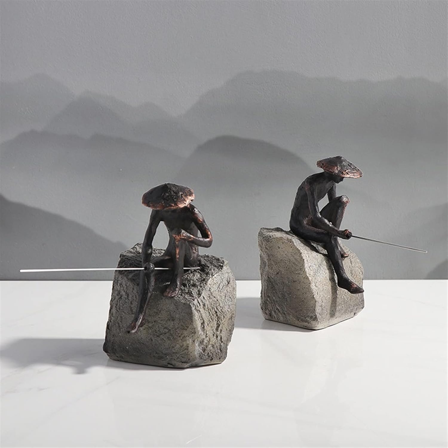 像の装飾 キャラクター 像 オーナメント フィッシャーマン ブックエンド 彫刻 オーナメント リビングルーム 寝室 書斎 オフィス