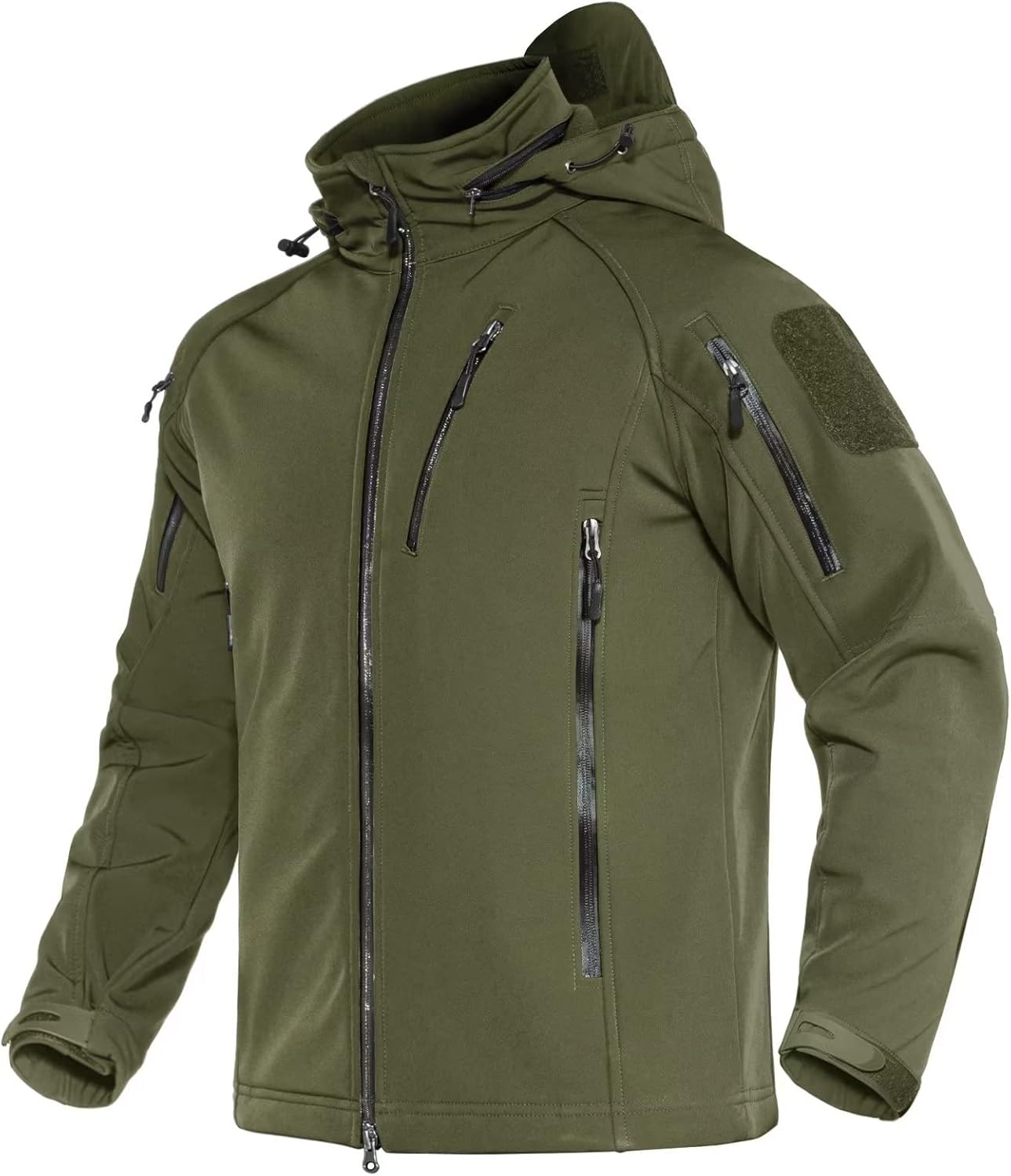 MAGCOMSEN Abrigos de invierno para hombre, 8 bolsillos, con capucha, resistente al agua y al viento, chaqueta táctica Softshell