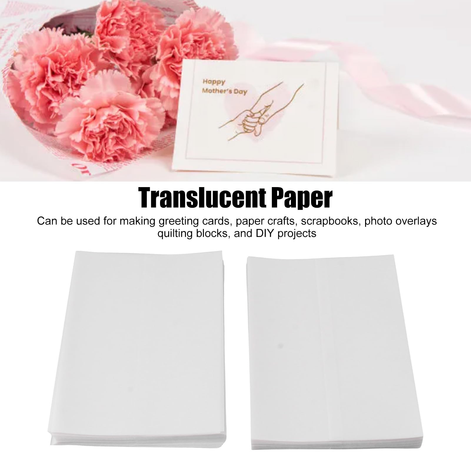Papier calque transparent translucide 100 feuilles de papier de transfert multifonctionnel pour l'artisanat d'art, les projets de bricolage, l'école, le bureau, l'utilisation