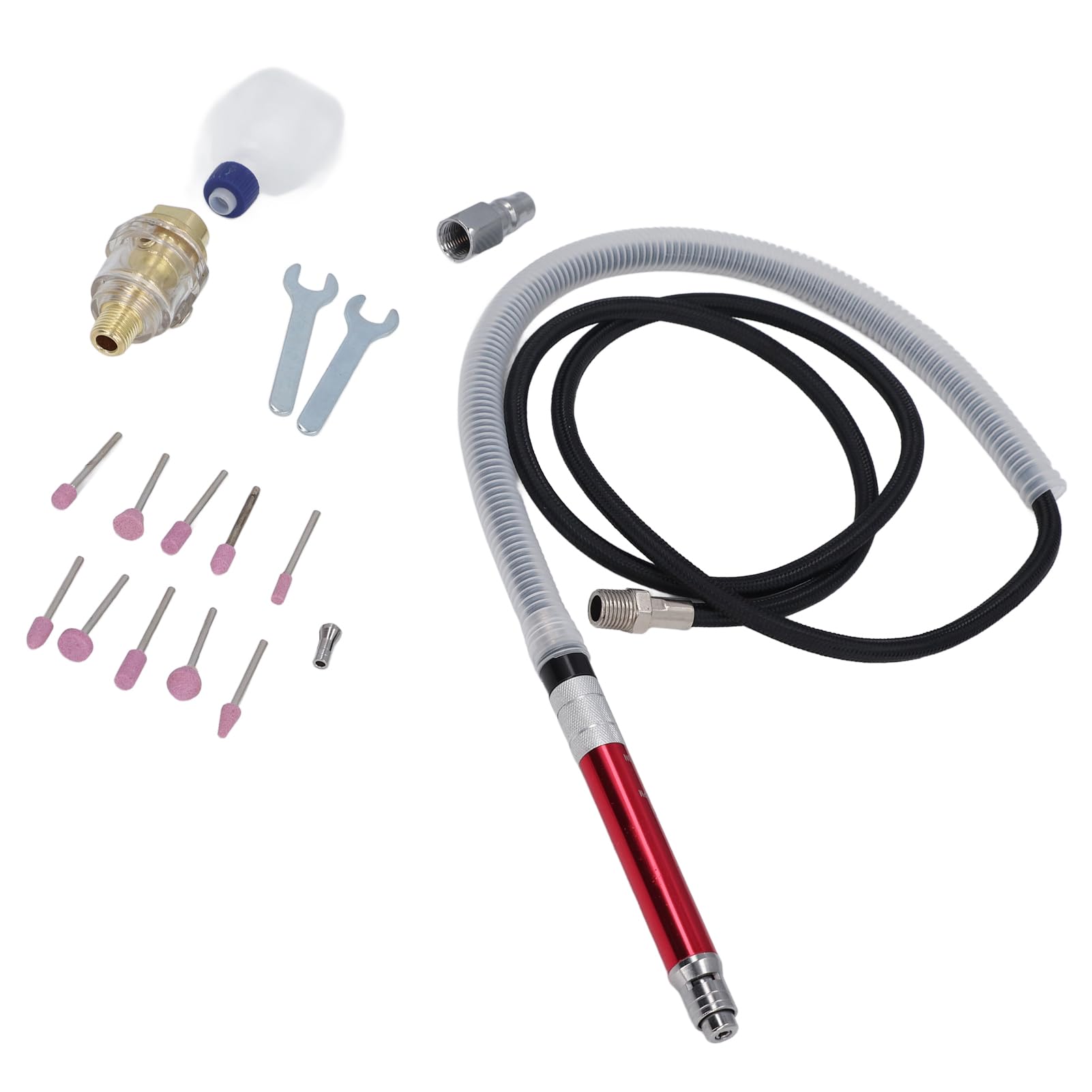 Luft-Mikroschleifer-Set, 1/8 Zoll, 58.000 U/min, pneumatischer Hochgeschwindigkeits-Stabschleifer für präzises Schneiden, Schleifen und Polieren