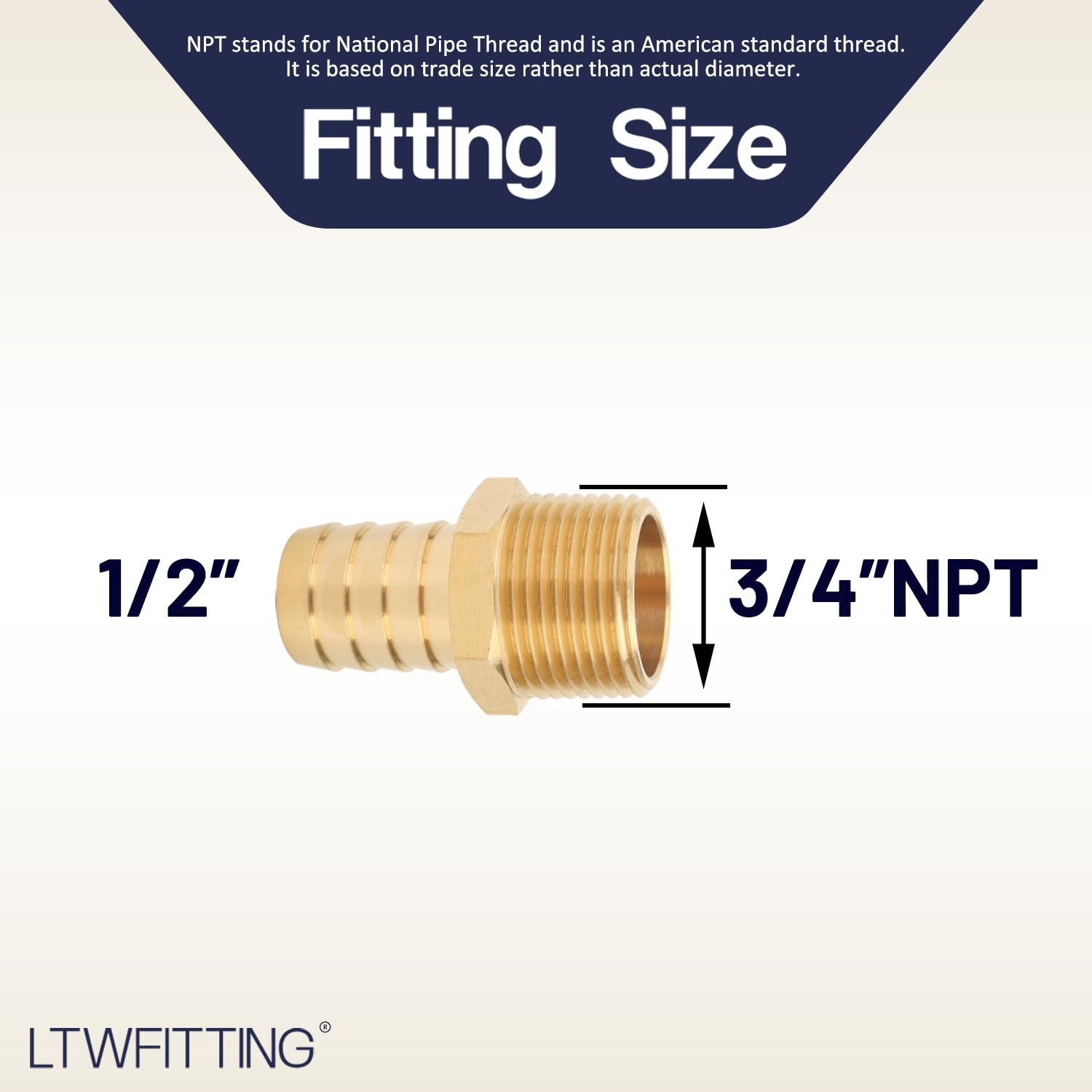 LTWFITTING 3/4 In. I.D. Hose Barb X 1/2 In. MIP Lead Free Brass Adapter Fitting (20-Pack) HFLF39189720 - The Home Depot