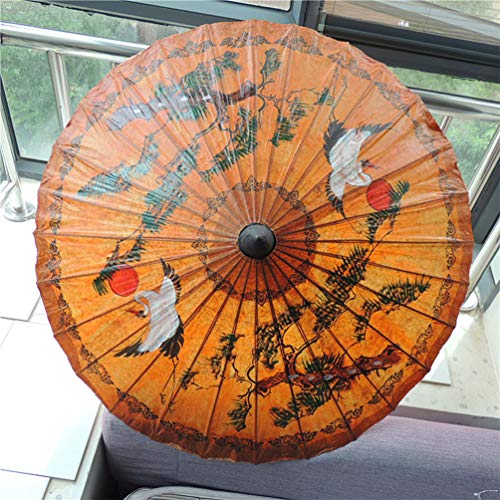 Veemoon Oiled Paper Umbrella Parasol Classic Waterproof Umbrella Oiled Paper Parasol Vintage Hanging Umbrella Decor For Home Shop Outdoor Crane Pattern #TOP6