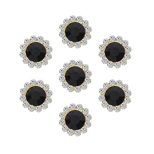 Viaili Symie 12Mm Sunflower Sew On Rhinestone With Holes Glass Buttons For Accessory, Furniture, Wedding Cake, Clothes And Jewelry Making Diy Crafts Decoration, 50 Pack (Black) #TOP22