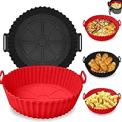 Kit 2 Unidades Formas Silicone Para Air Fryer Antiaderente Reutilizável Alça Integrada – Ideal Para Fornos e Microondas