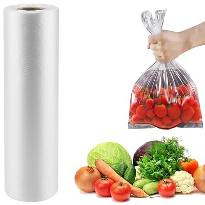 Supvox® 1 Roll Food Bags, Food Grade PE Bags, 30x35cm Tear-Off Freshness Bags with Handles, Knot-Tie Food Preparation St