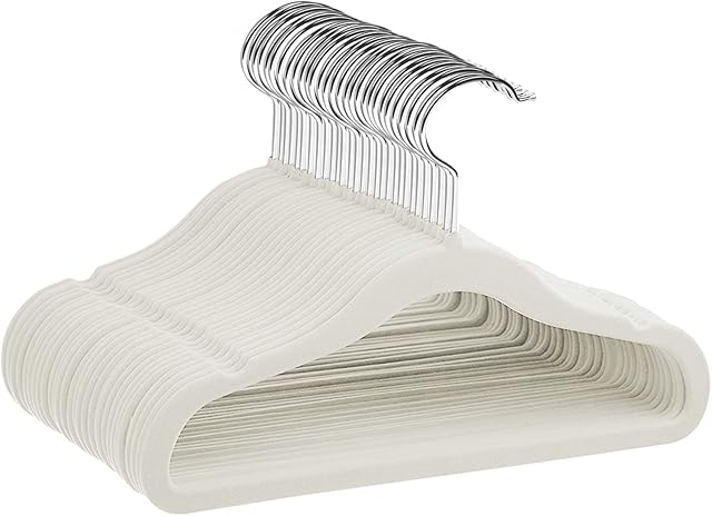 ManGotree Baby Velvet Clothes Hangers, Kids Toddler Childrens Hangers for Clothes Space Saving Non-Slip (30 Pack, Cream)
