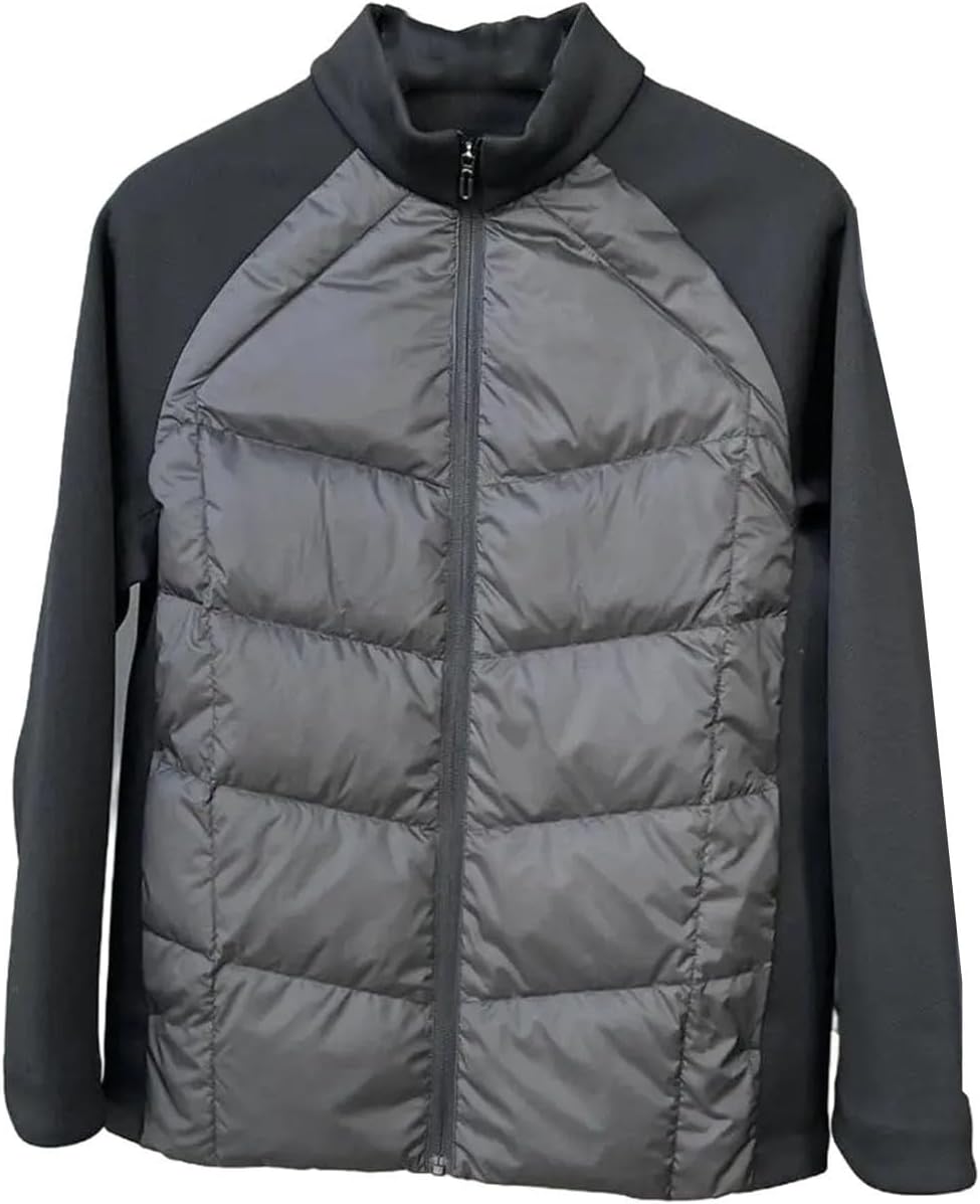 Men's White Duck Down Fabric Jackets Stand-up Collar Knitted Patchwork Sports Outdoor Winter Coat