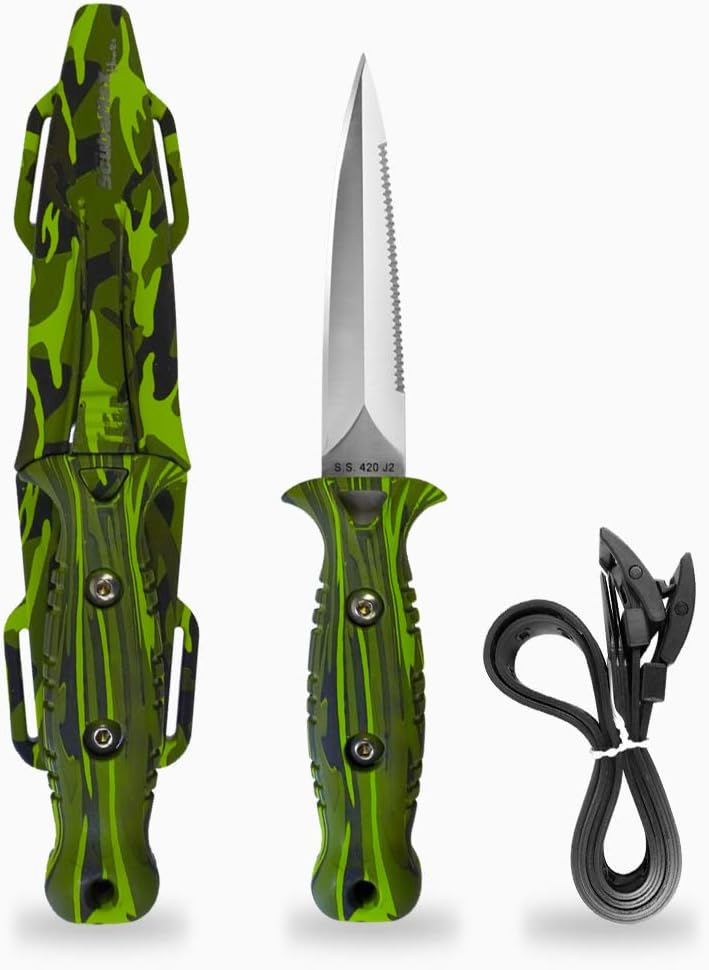 ScubaMax Free Dive Spearfishing Dive Knife, Scuba Diving Knife with Thigh Knife Holster