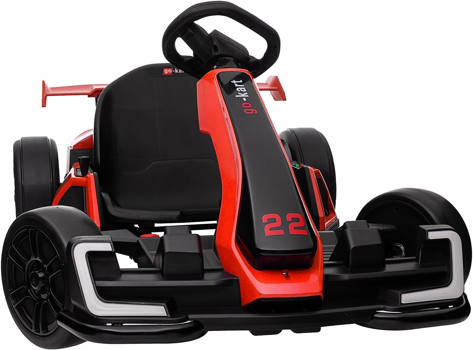 KerryYoo K61 Go Kart Electric Drift Kart with Length Adjustable Seat, 24V Outdoor Ride on Toy with 4 Speed Mode, Crazy Cart for Kids 6-12 Years Old, Fast 300W Motor, 8.5 MPH, Bluetooth - Bright Red