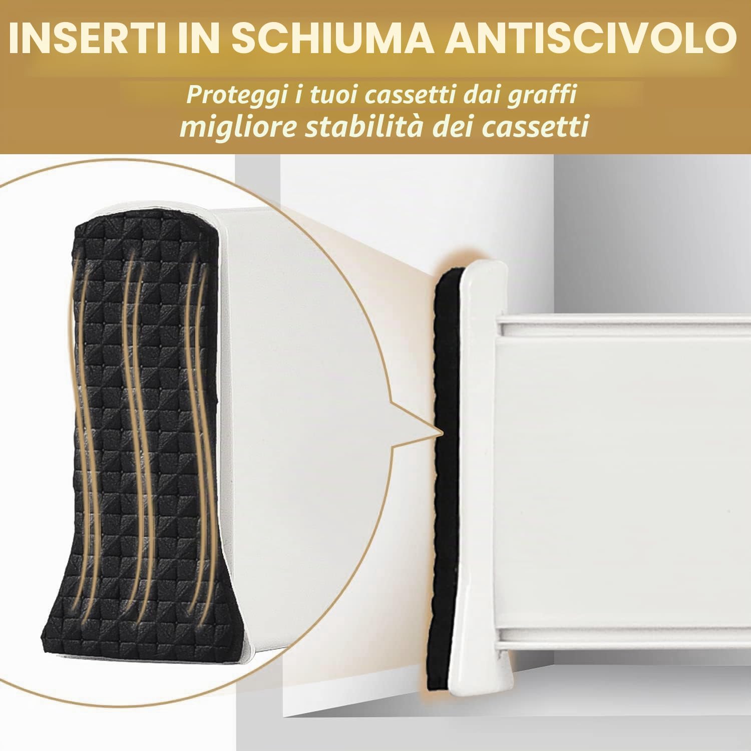 SENENQU Divisori per Cassetti 6 Pezzi Regolabili Bianchi 34-54 Cm | Separatori per Cassetti, Organizer Cucina, Bagno, Armadio e Intimo 6 cm in PP per Casa e Armadio